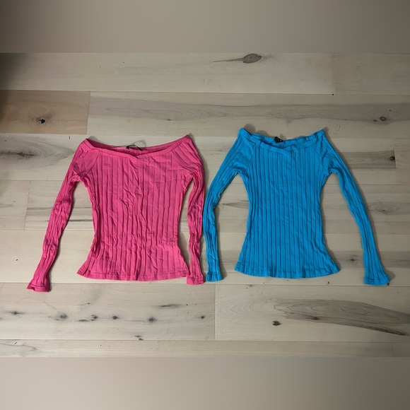 SHEIN Tops - 2 Ribbed Long Sleeve Stretch Tops Size XS